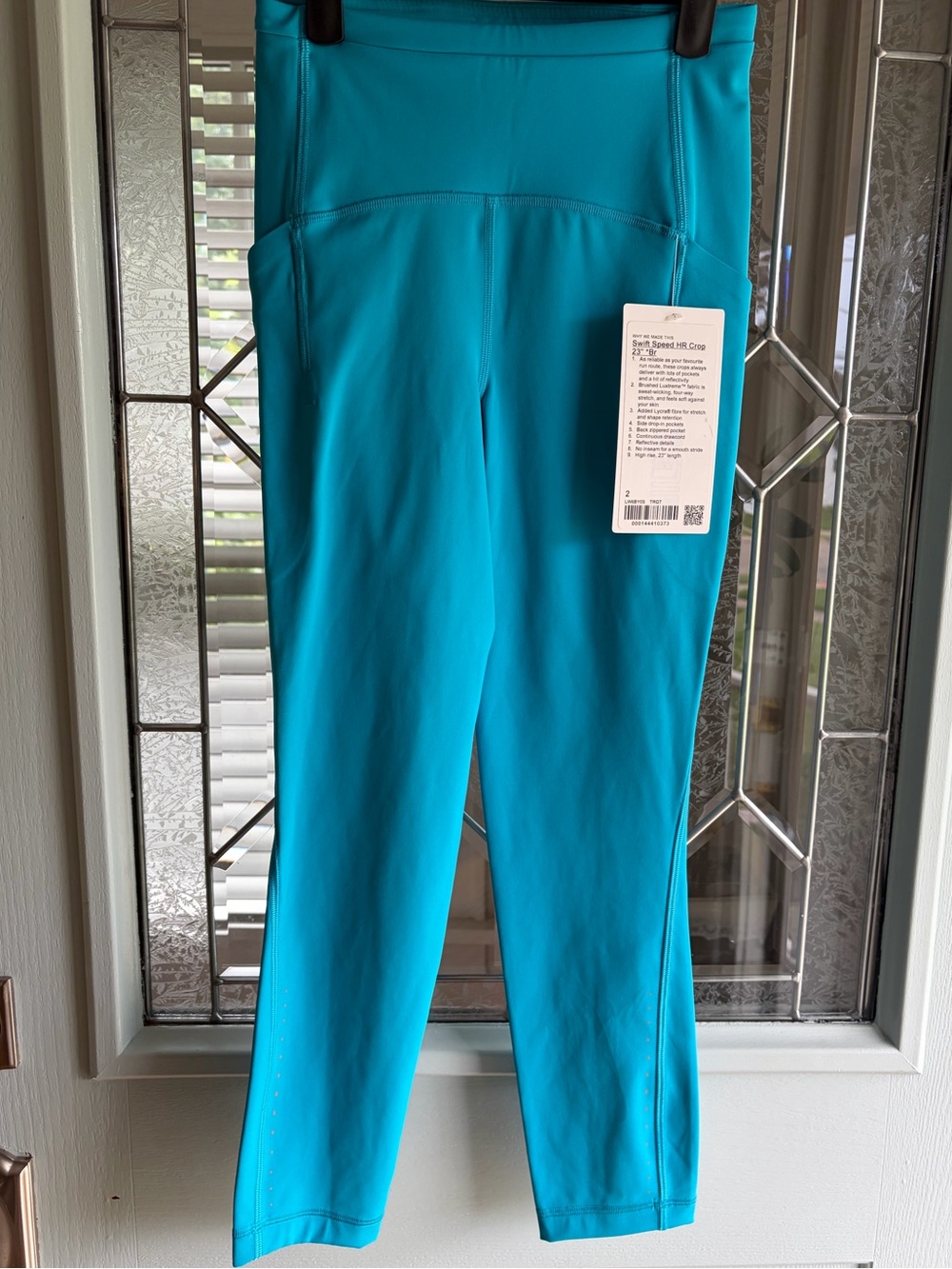 43. Size 2 LULULEMON Teal Swift Speed Cropped Leggings NEW